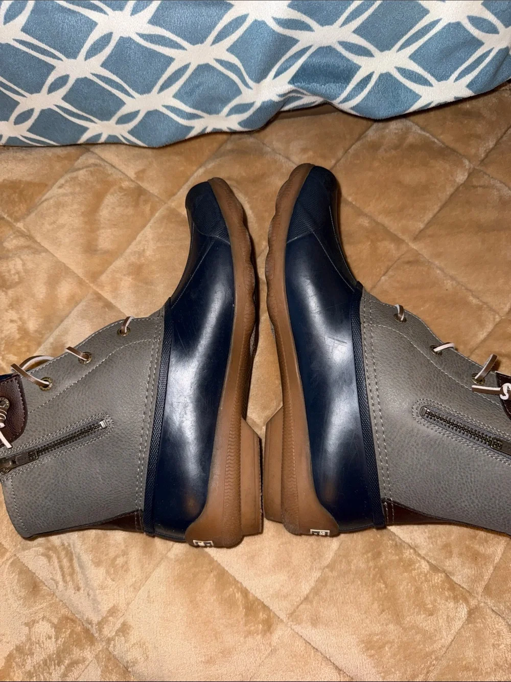 Sperry Women's Navy and Gray Waterproof Lace-Up Duck Boots